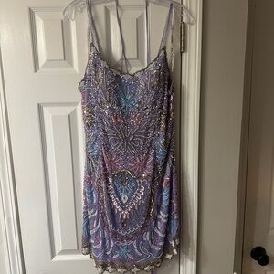 Sequin Embellished Dress in Purple and Blue